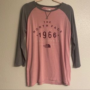 North Face Pink and Gray Henley Shirt size M